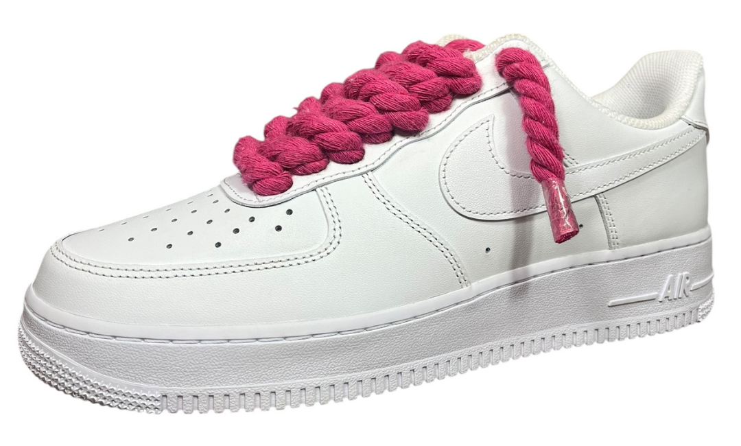 Nike Air Force 1 White Rope Laces Deep Pink