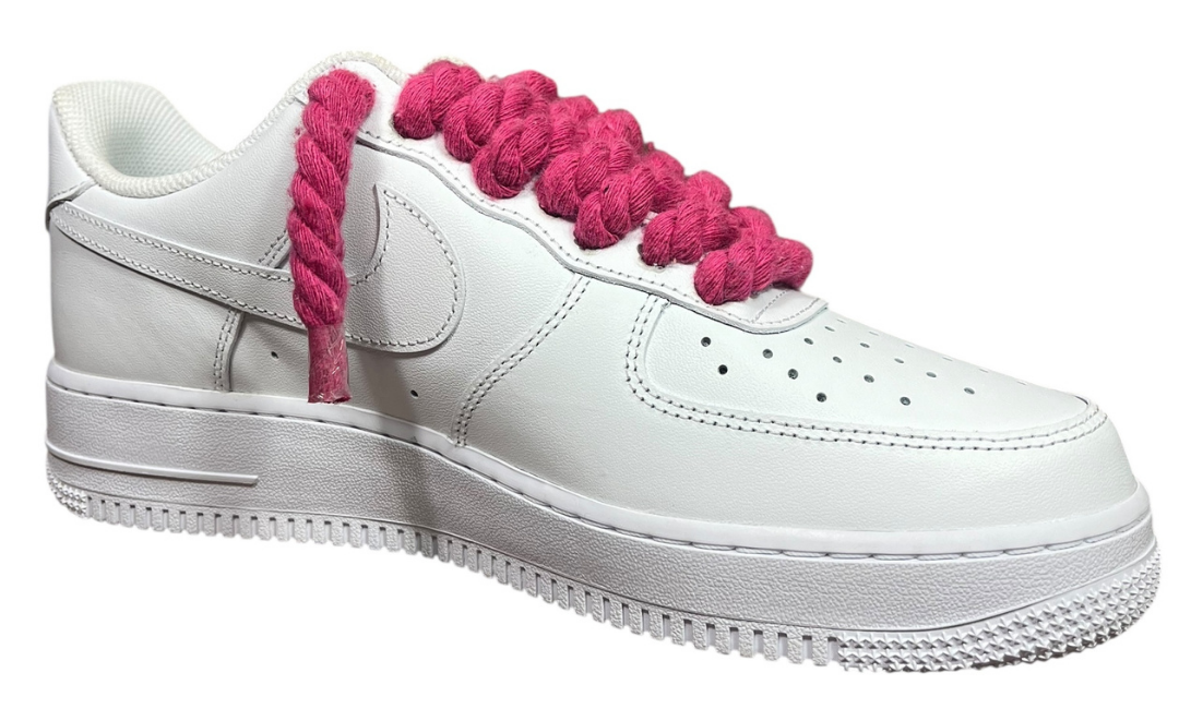 Nike Air Force 1 White Double Rope Laces White/Deep Pink
