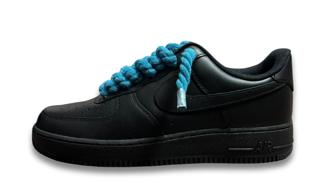 Nike Air Force 1 Black Rope Laces Blue