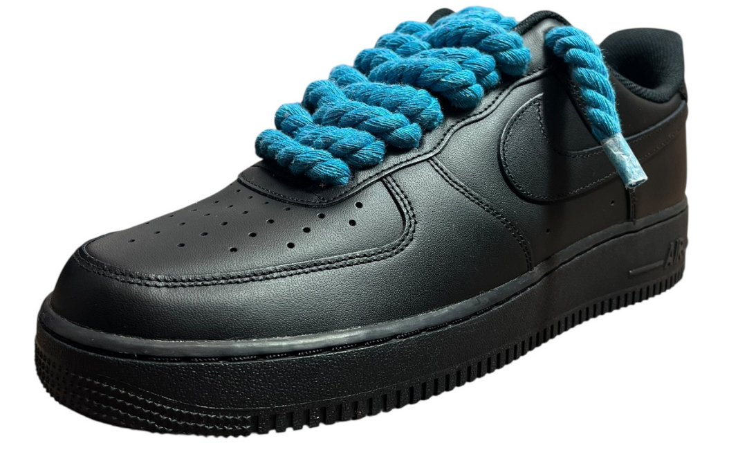 Nike Air Force 1 Black Rope Laces Blue