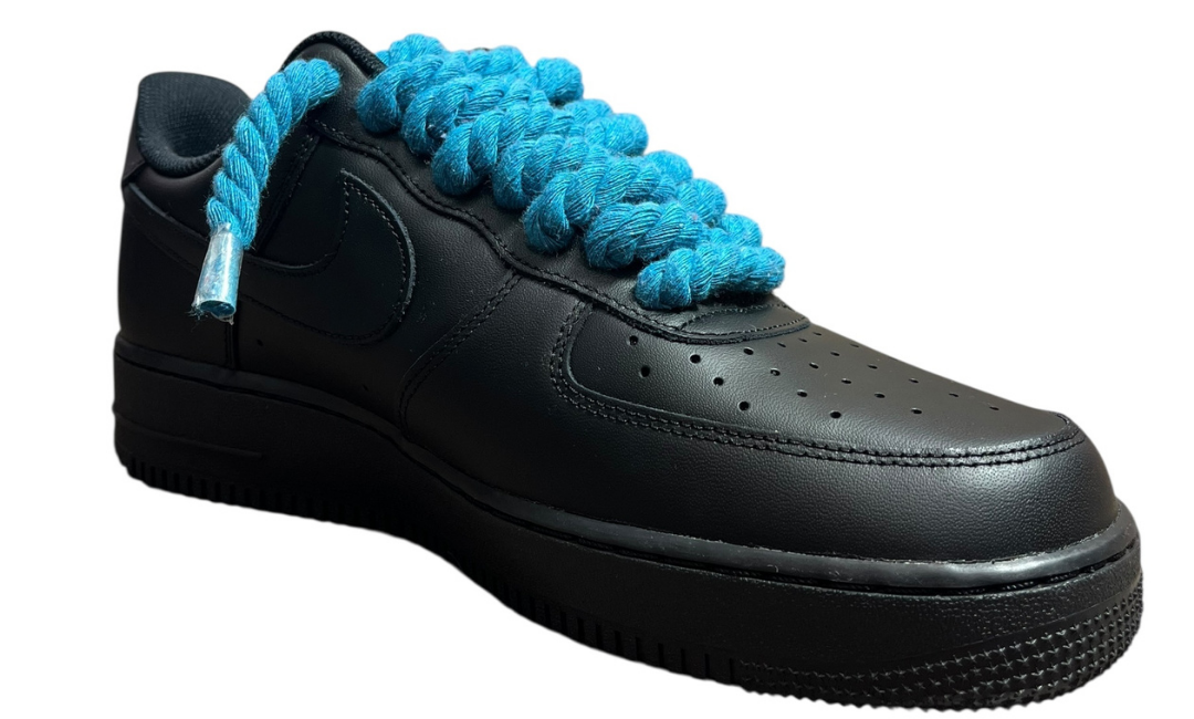 Nike Air Force 1 Black Rope Laces Blue