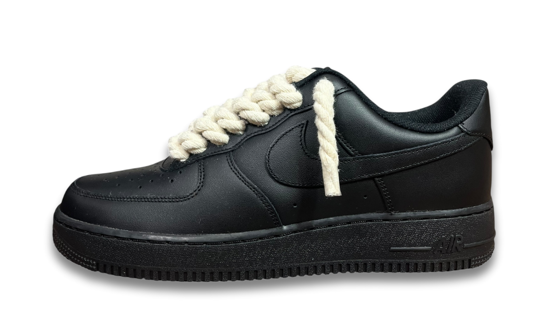 Nike Air Force 1 Black Rope Laces Beige