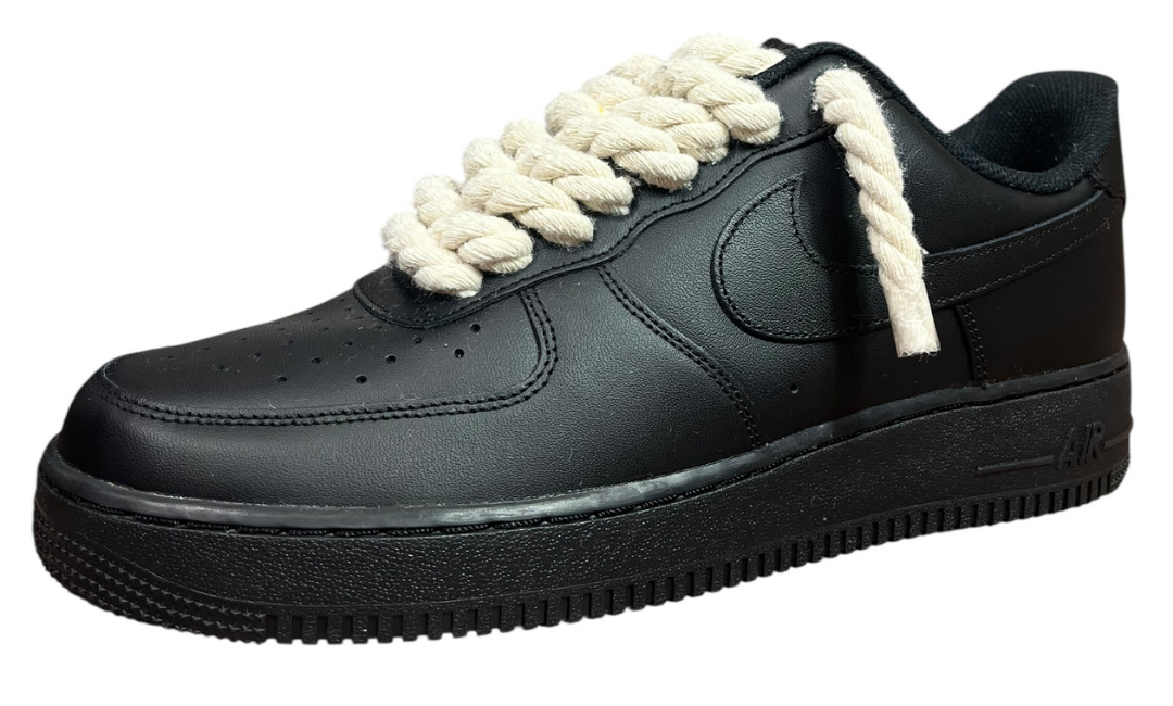 Nike Air Force 1 Black Rope Laces Beige