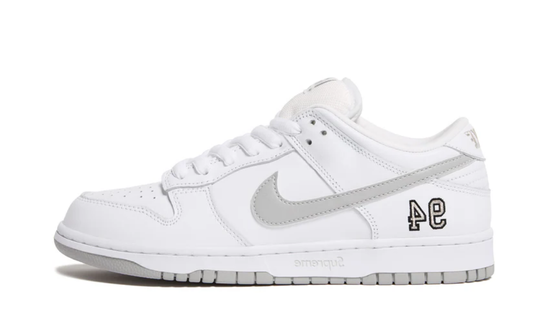 Nike SB Dunk Low x Supreme 94 White Metallic Silver