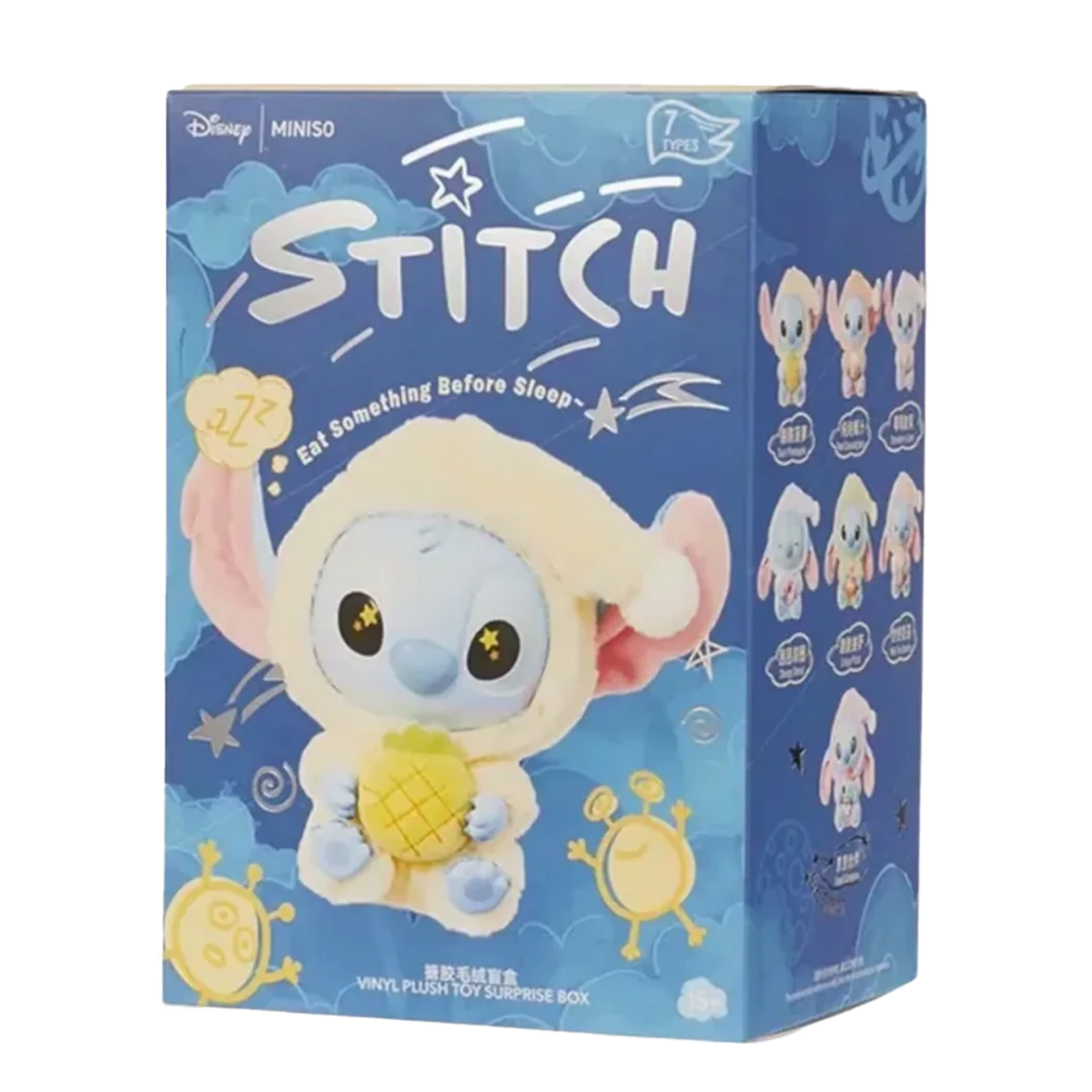 Miniso Top Toy Disney Stitch Eating Something Before Sleep Plush Keychain Single (BLINDBOX)