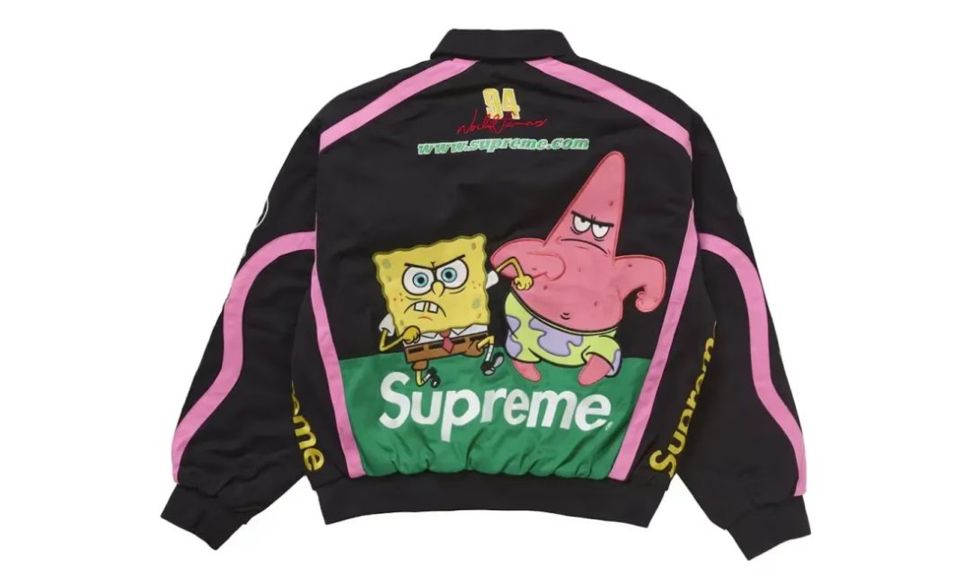 Supreme SpongeBob SquarePants Jeff Hamilton Racing Jacket Black