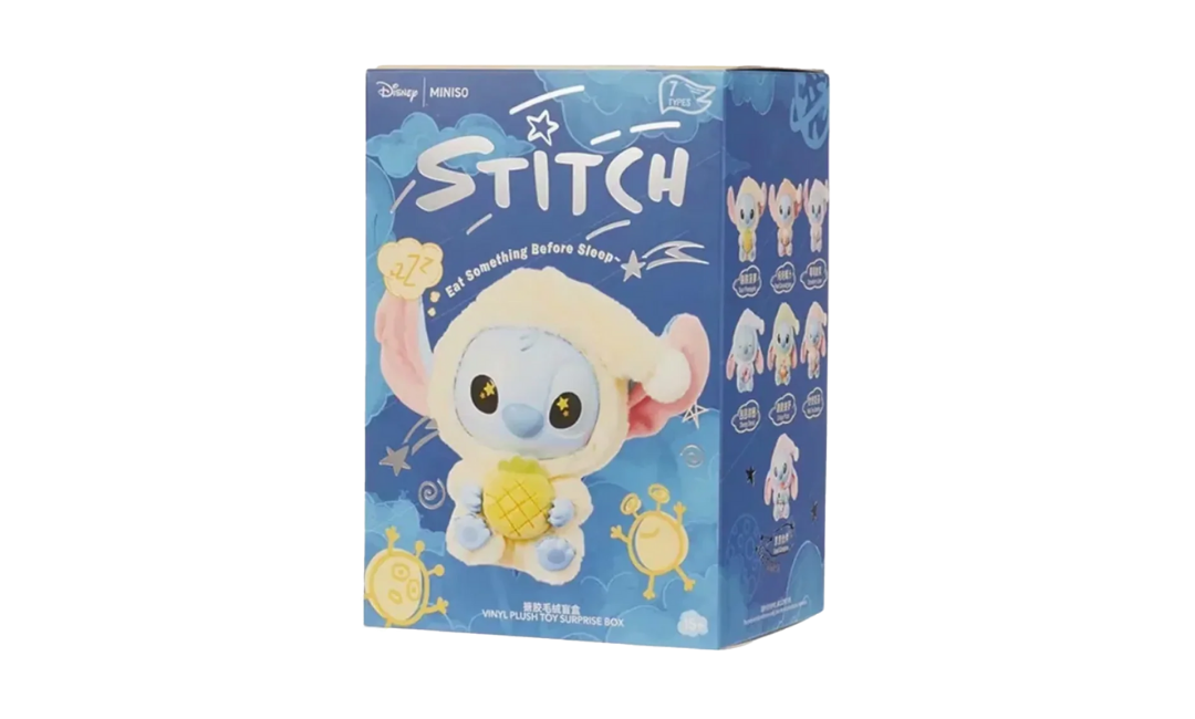 Miniso Top Toy Disney Stitch Eating Something Before Sleep Plush Keychain Single (BLINDBOX)