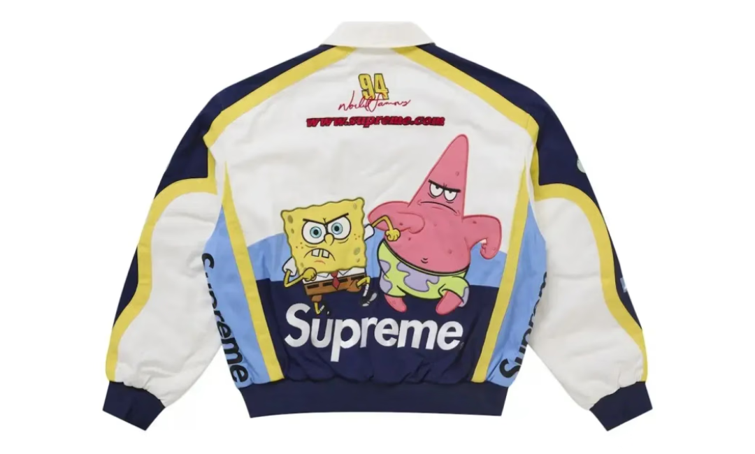 Supreme SpongeBob SquarePants Jeff Hamilton Racing Jacket White