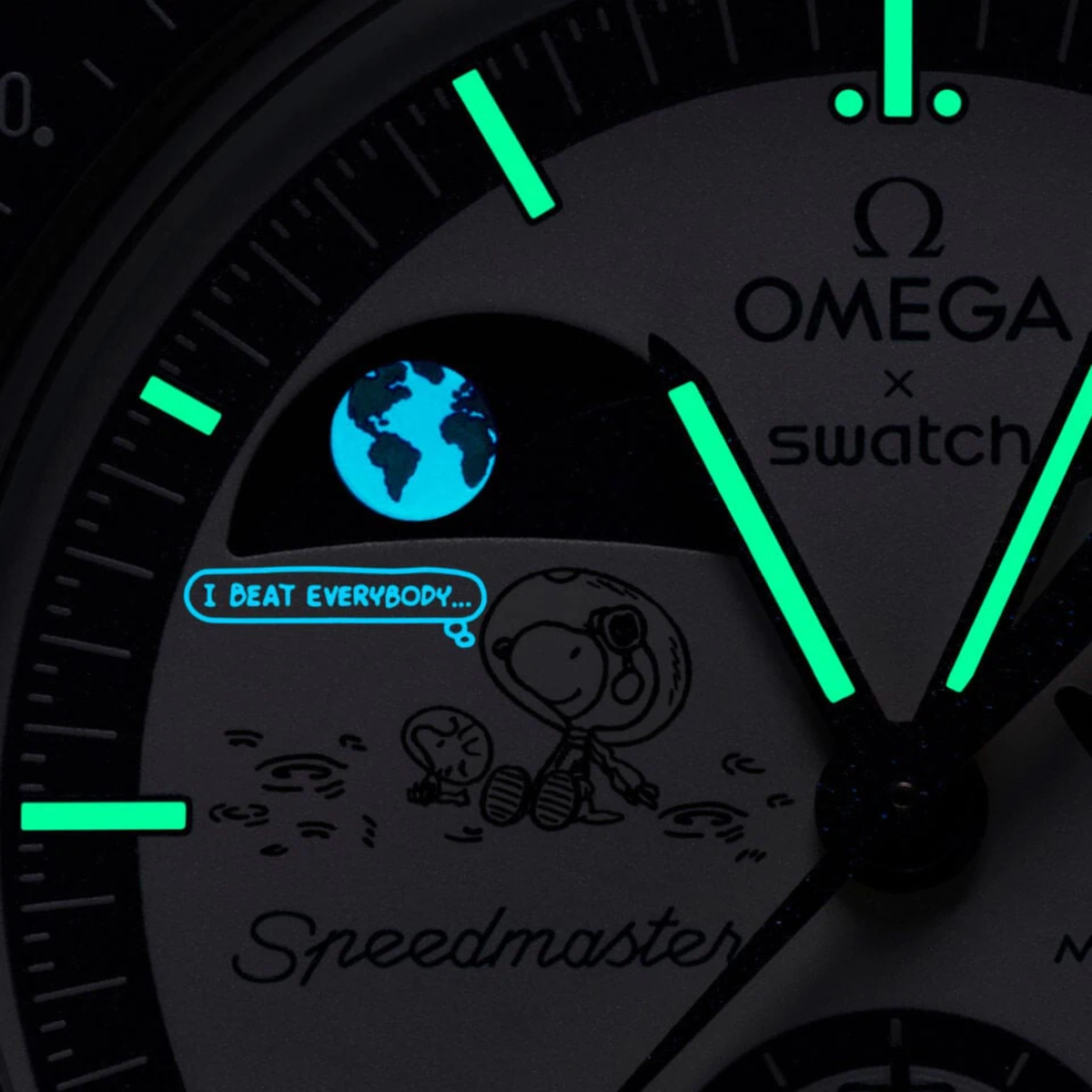 Swatch x Omega Bioceramic Moonswatch Mission To Earthphase Moonshine Snoopy Gold 