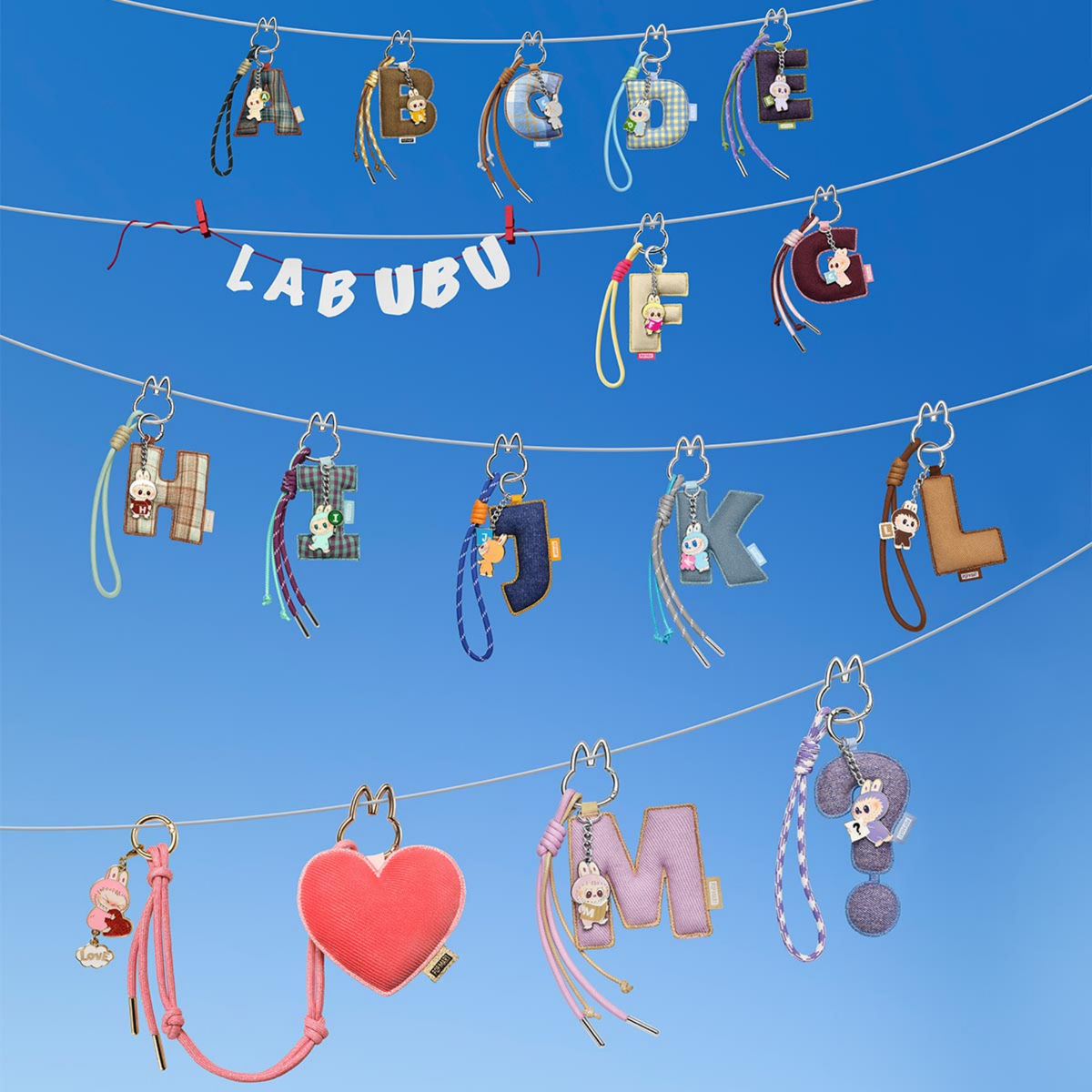 Pop Mart Labubu The Monster Pin for Love Series (A-M) Brelok Blind Box (Zestaw 14 szt.)