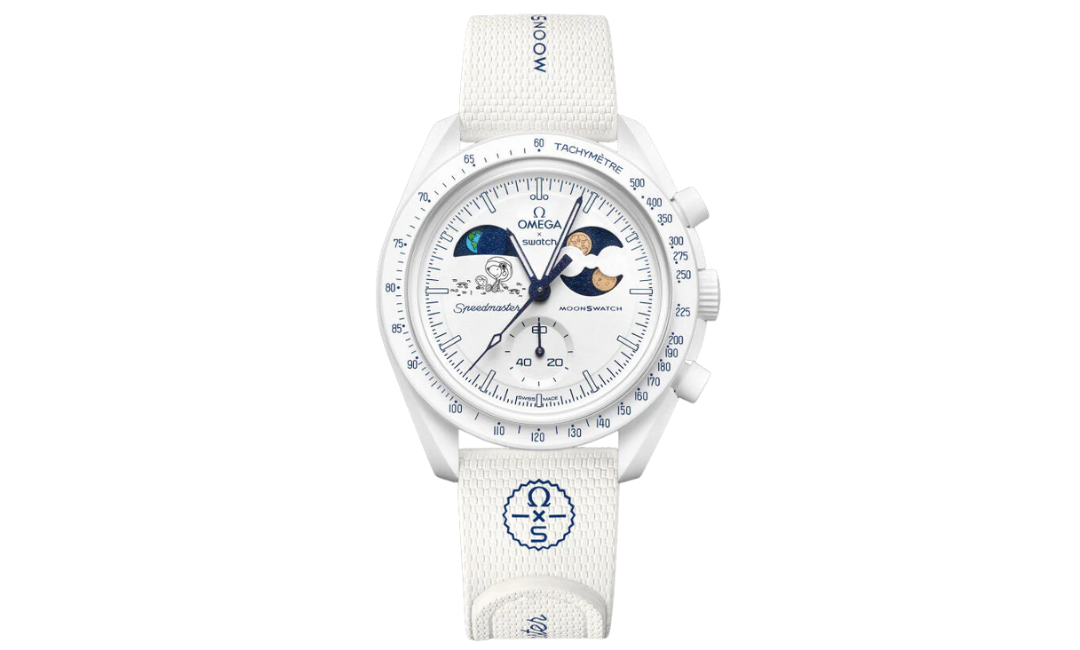 Swatch x Omega Bioceramic Moonswatch Mission To Earthphase Moonshine Gold White