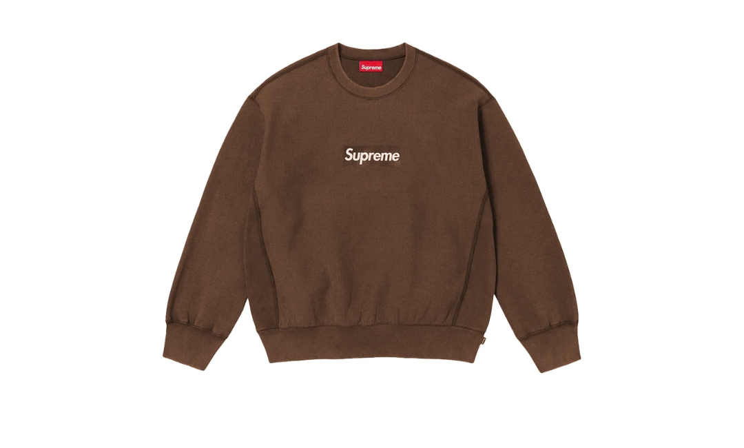 Supreme Washed Box Logo Crewneck Brown SS25