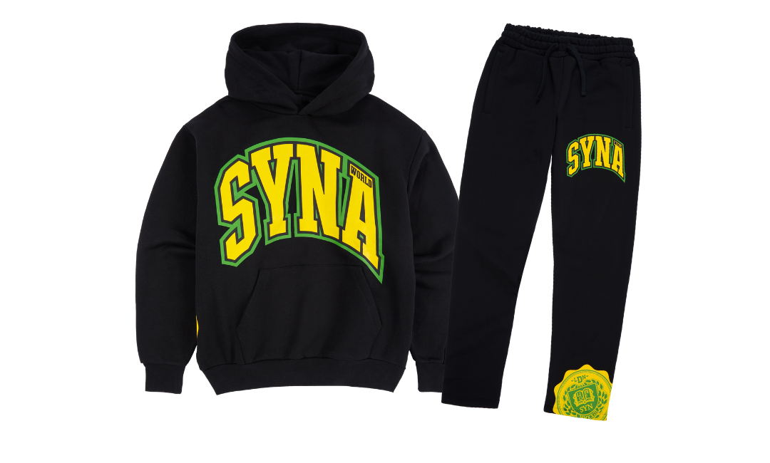 Corteiz College Hood Tracksuit Black Yellow
