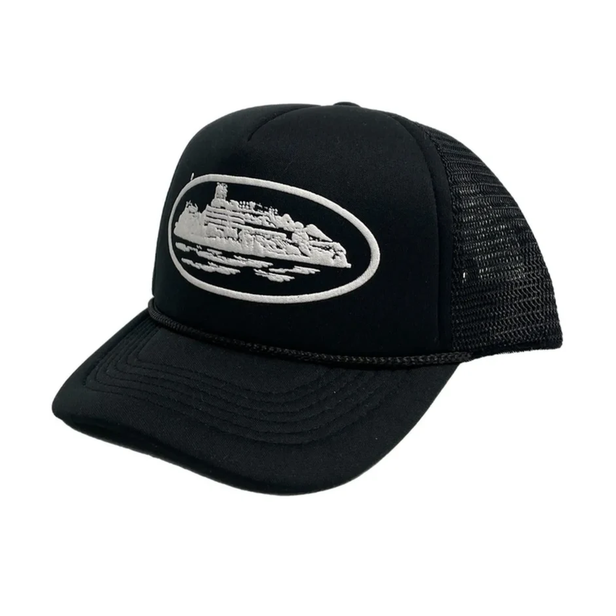 Corteiz Island Puff Print Trucker Hat Black