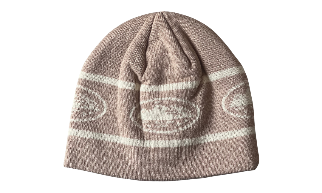 Corteiz Repeat Alcatraz Beanie Brown Cream