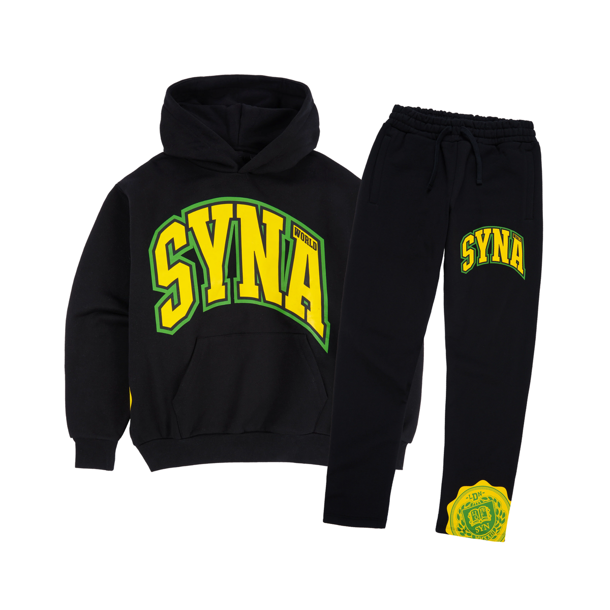Corteiz College Hood Tracksuit Black Yellow