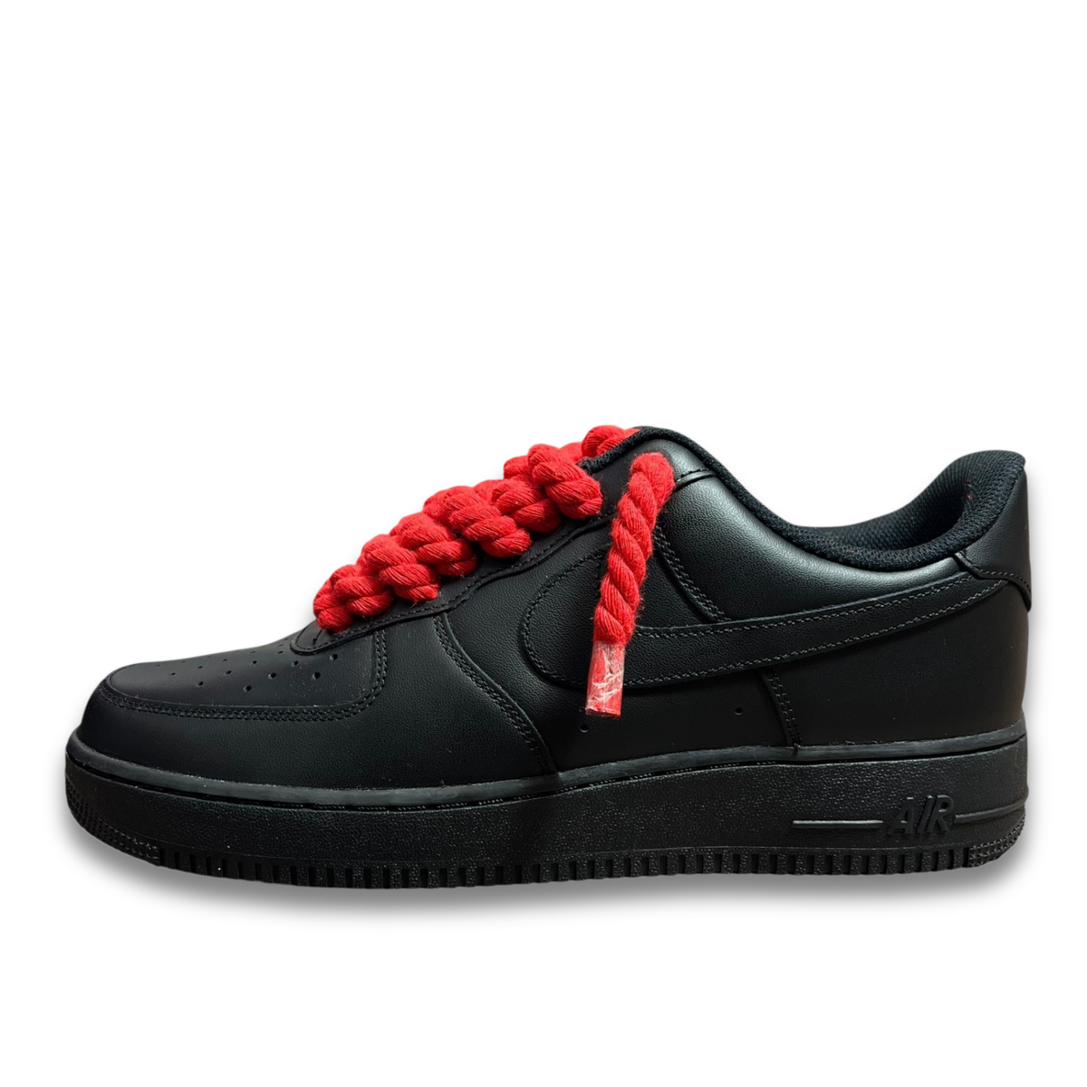 Nike Air Force 1 Black Rope Laces Red