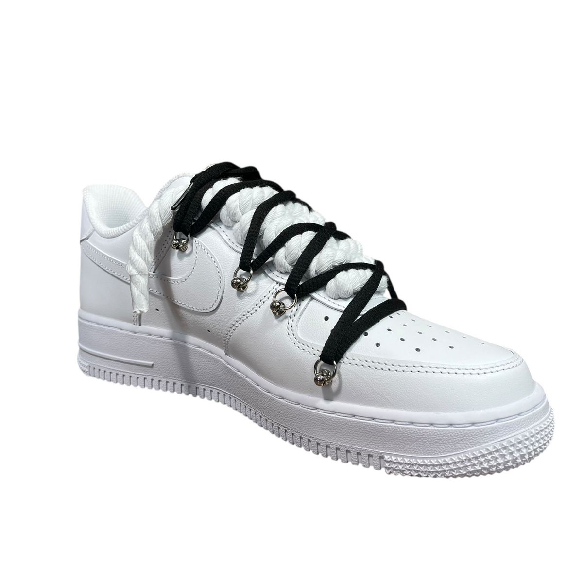 Nike Air Force 1 White Double Rope Laces White/Black