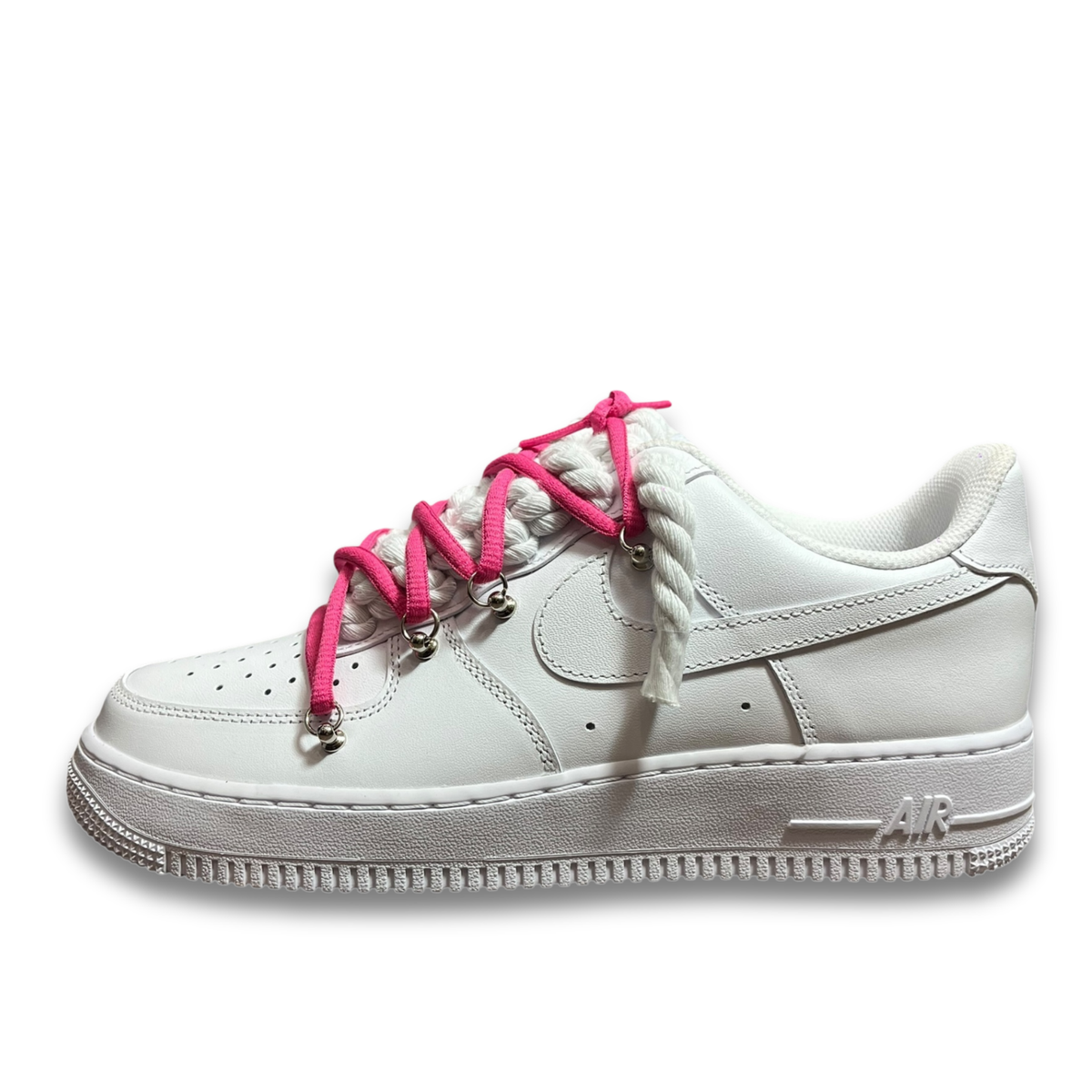 Nike Air Force 1 White Double Rope Laces White/Deep Pink