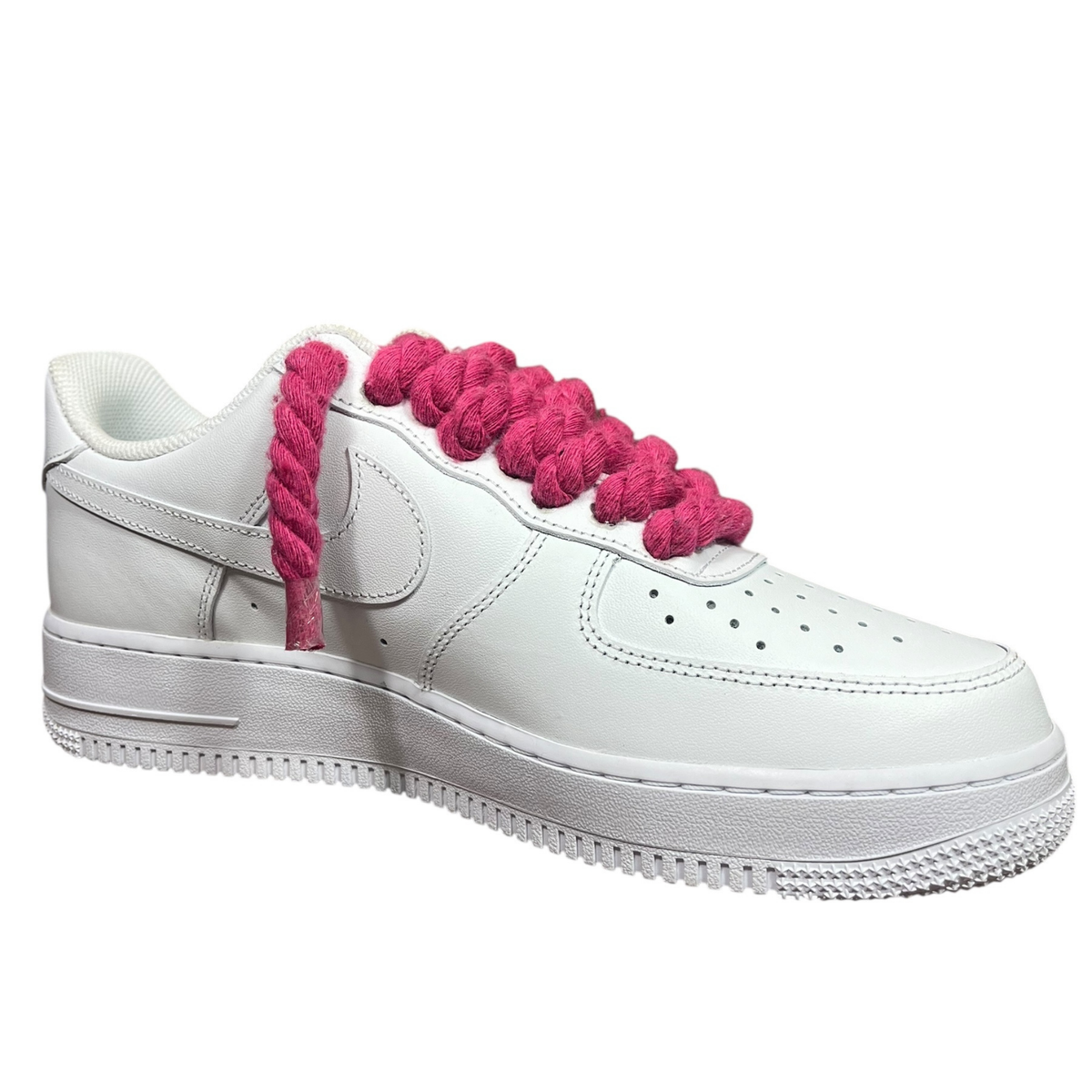Nike Air Force 1 White Rope Laces Deep Pink