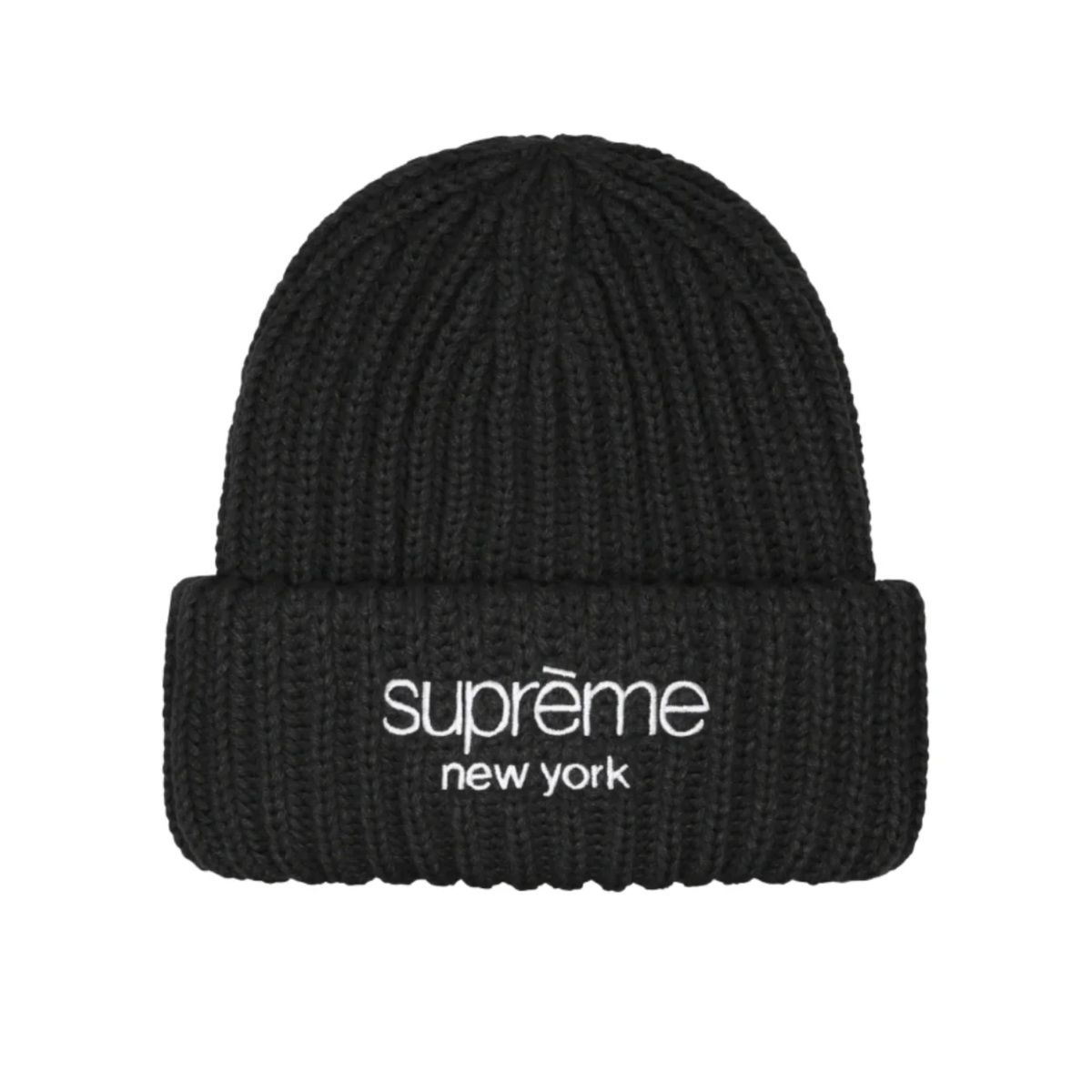 Supreme Chunky Rib Classic Logo Beanie Black