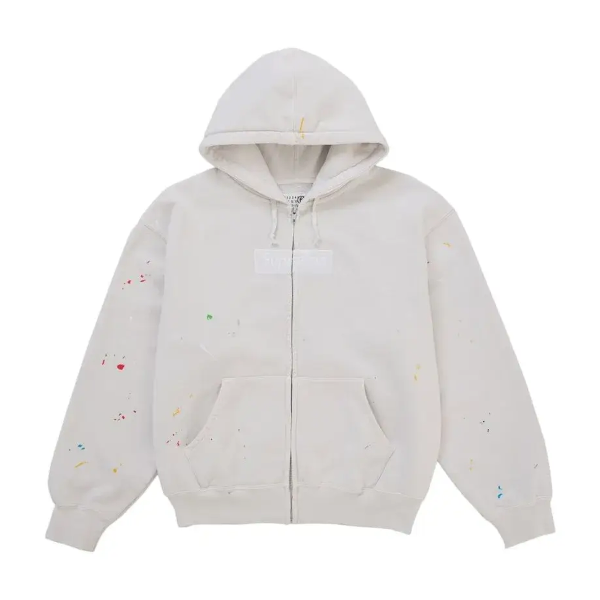 Supreme MM6 Maison Margiela Box Logo Zip Up Hooded Sweatshirt White