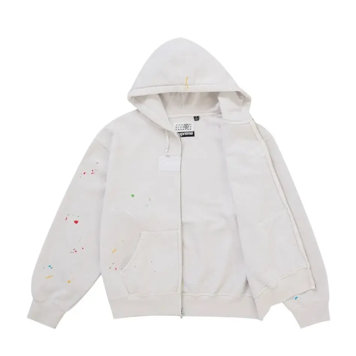 Supreme MM6 Maison Margiela Box Logo Zip Up Hooded Sweatshirt White