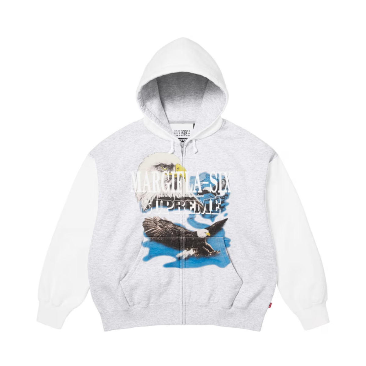 Supreme MM6 Maison Margiela Eagle Zip Up Hooded Sweatshirt White Grey