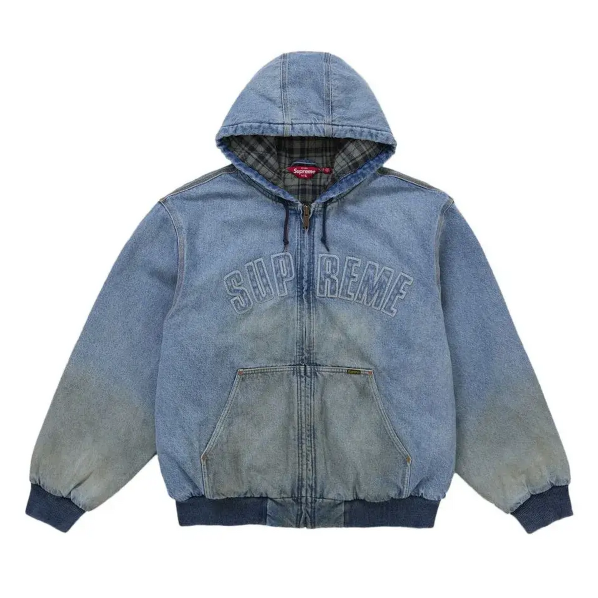 Supreme Reflective Arc Hooded Work Jacket Denim