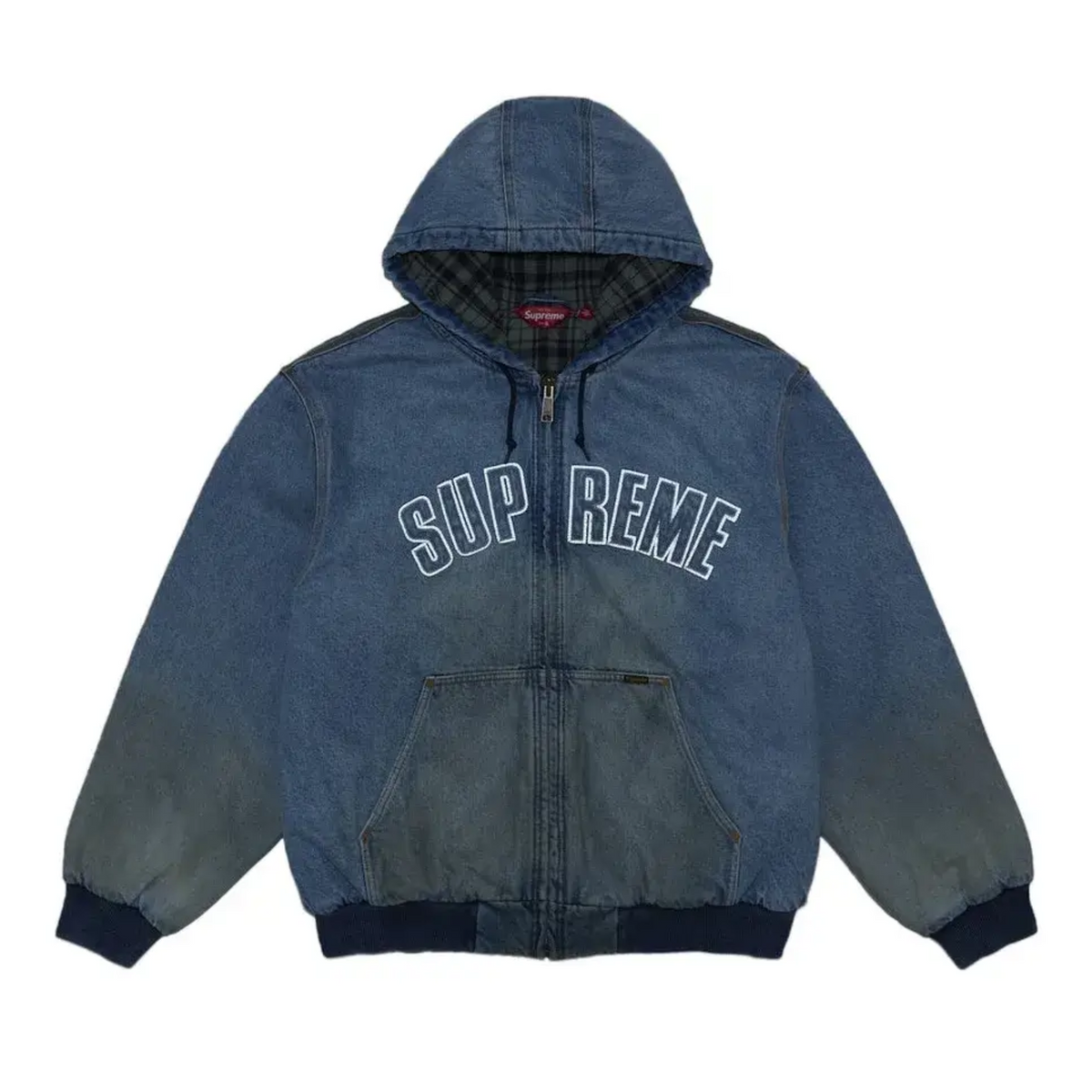 Supreme Reflective Arc Hooded Work Jacket Denim