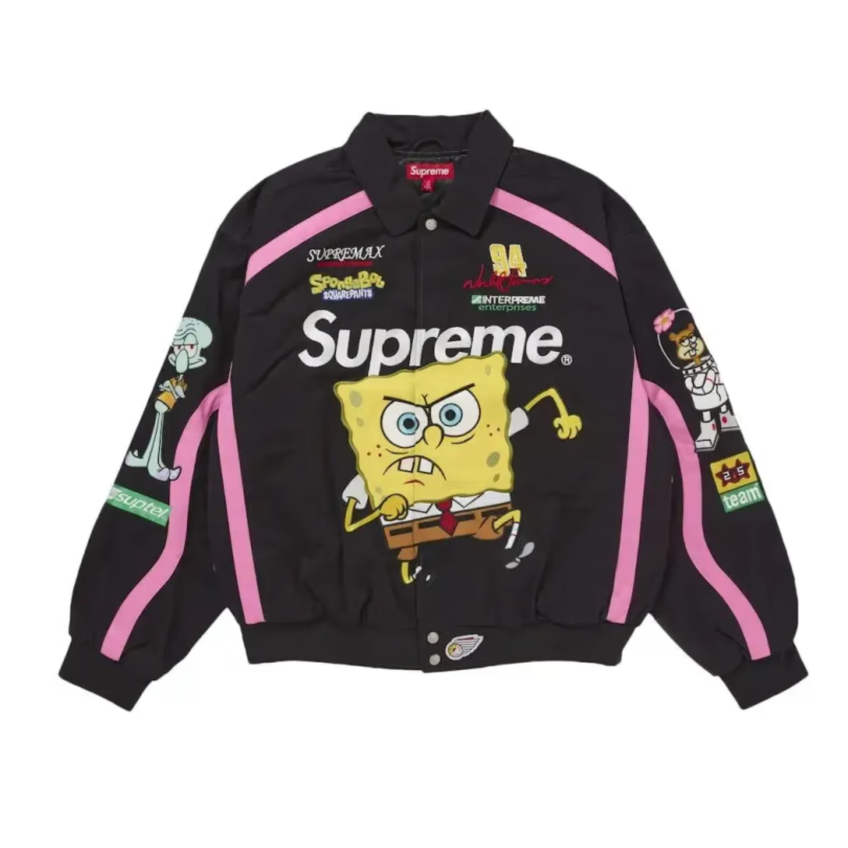 Supreme SpongeBob SquarePants Jeff Hamilton Racing Jacket Black