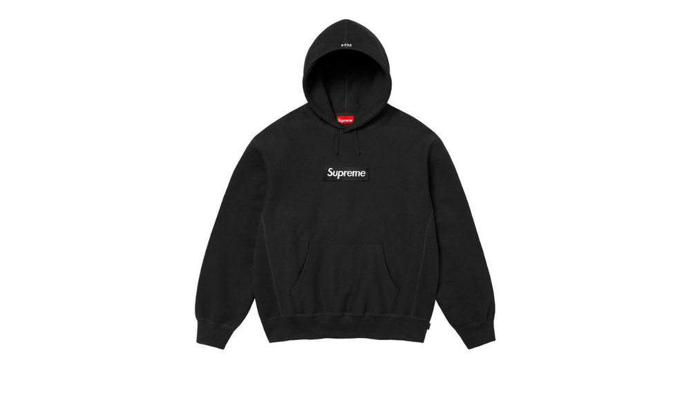 Supreme Box Logo Hoodie Black FW24 Full Size Chart