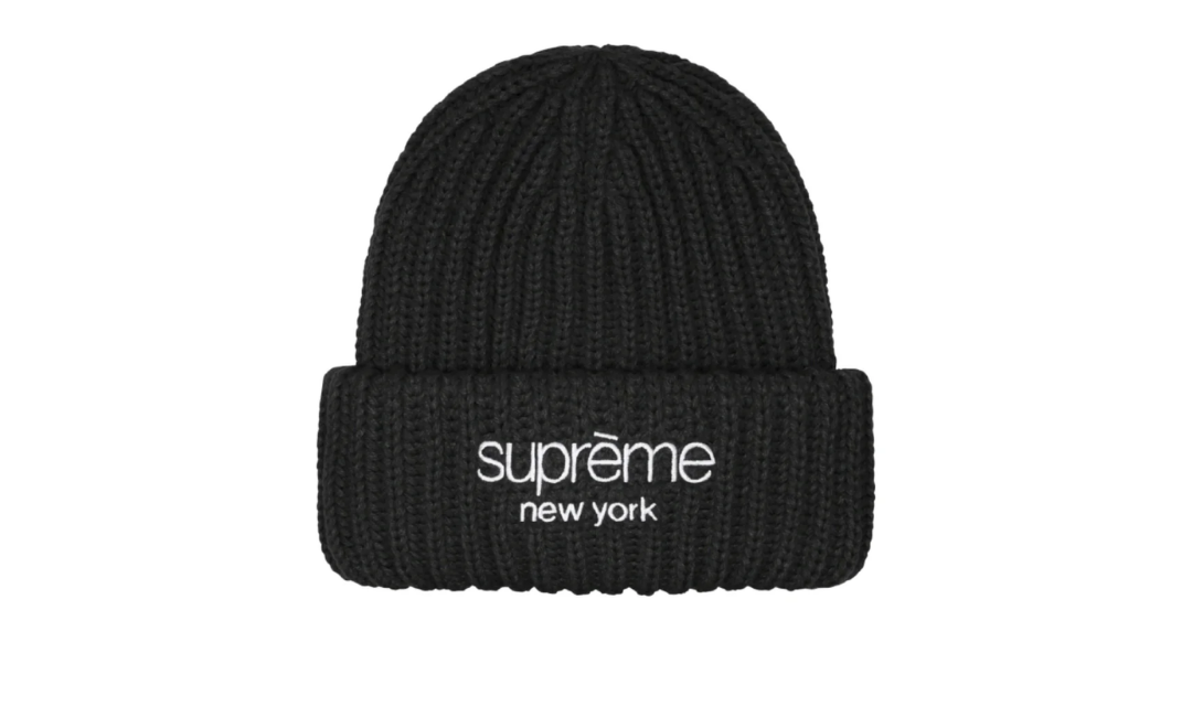 Supreme Chunky Rib Classic Logo Beanie Black